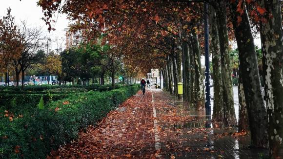 Aun con tormentas no dejan de utilizarse los carriles bici en Valencia