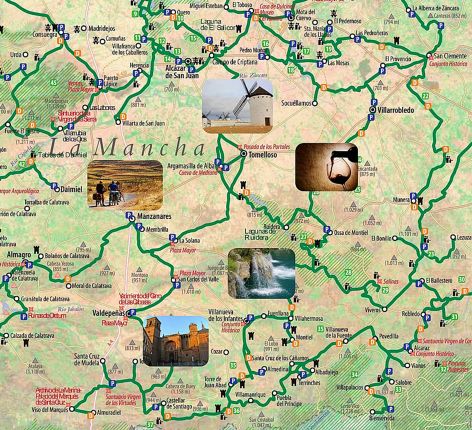 Mapa de ruta del Quijote en Bicicleta